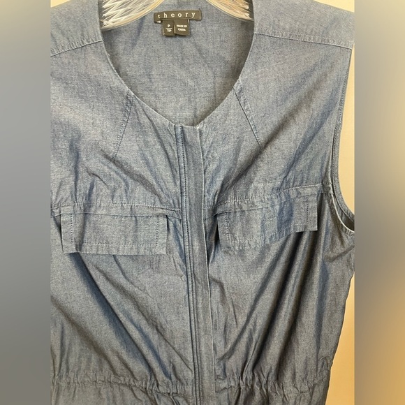 Theory, “Sebiya” Praia chambray dress, full front zip, front pockets size P NWOT - Picture 4 of 15